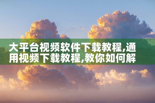 大平台视频软件下载教程