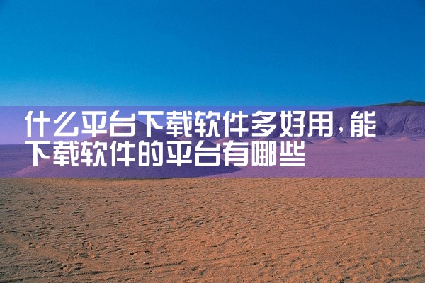 什么平台下载软件多好用