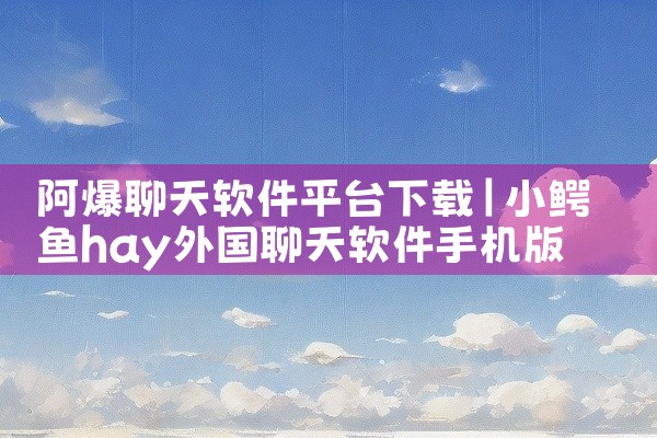 阿爆聊天软件平台下载